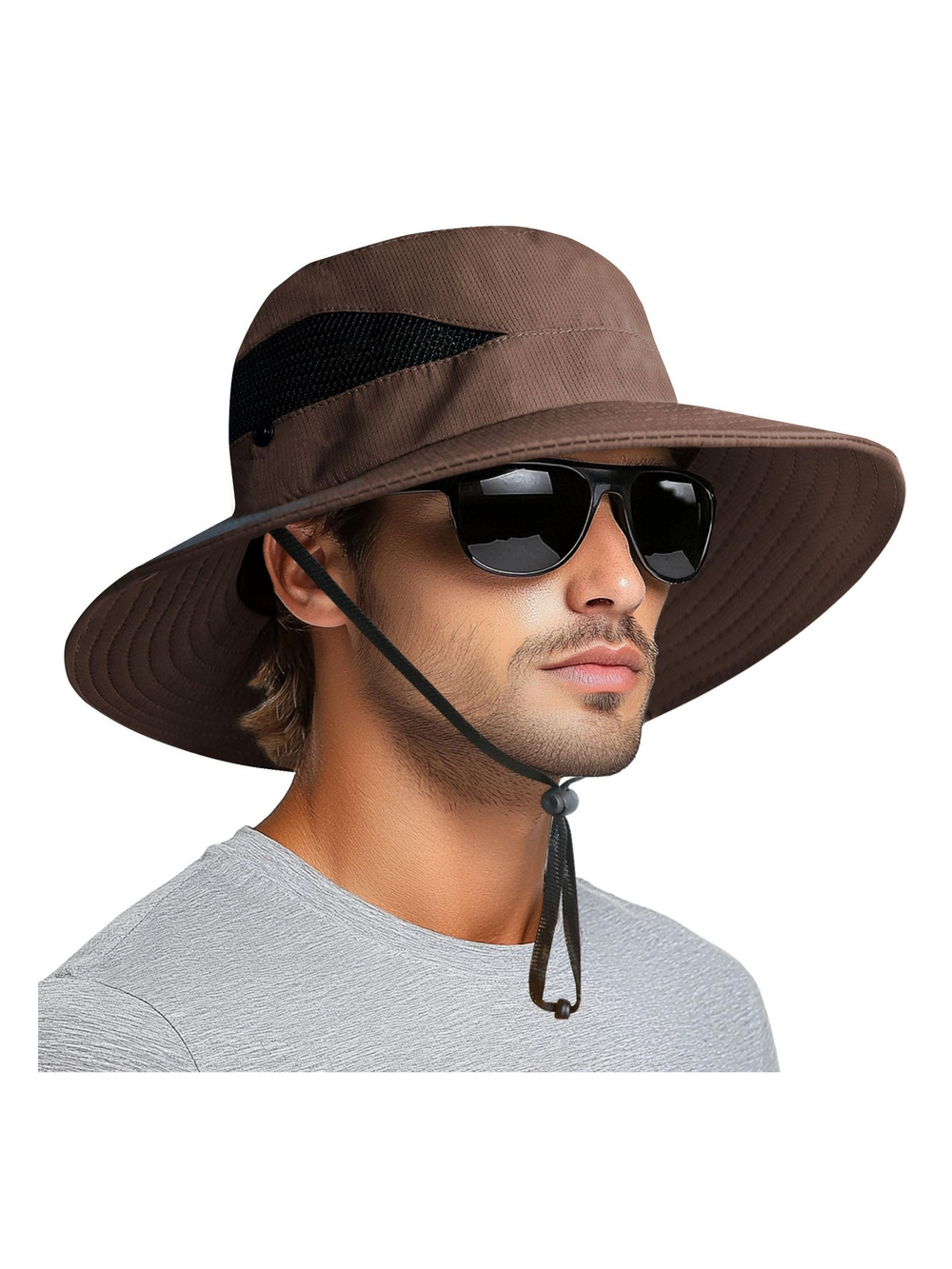 Sun Hats for Men Women Wide Brim Bucket Hat UPF | Brown (With Mesh) | Size OS